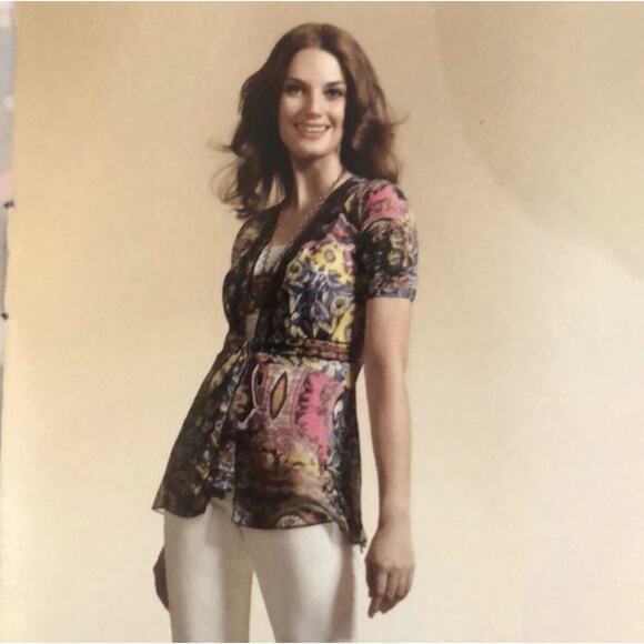 CAbi Beaches of St Tropez Open Tie Front Blouse Style # 543 Fairy Whimsical Y2K - Picture 4 of 10